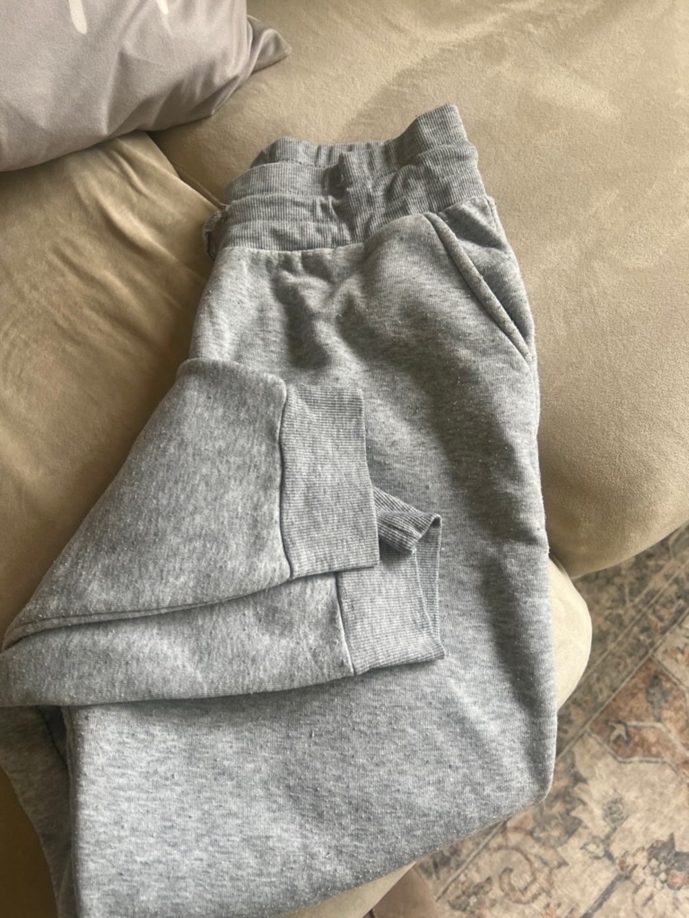 Kids Cozy Gray Fleece Joggers with Ribbed Waistband